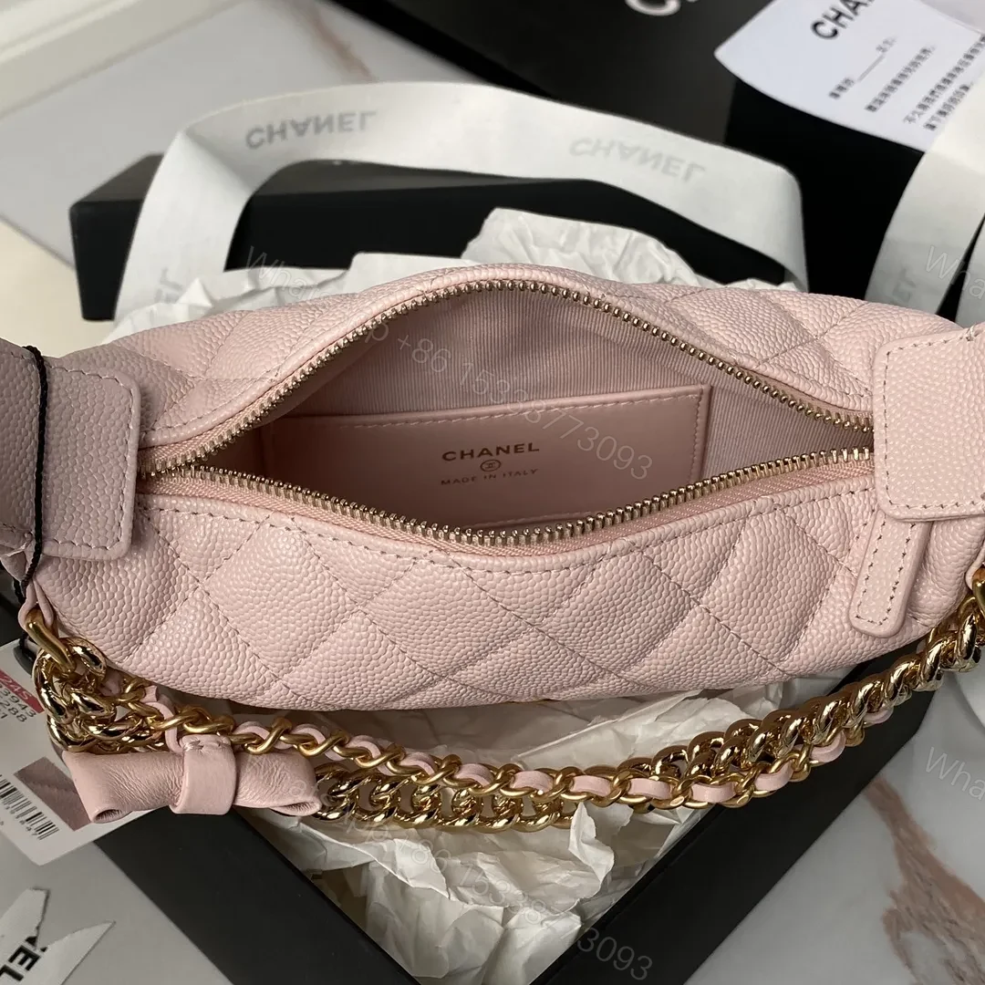 View 3 of Chanel mini gold chain bag, light pink CN628