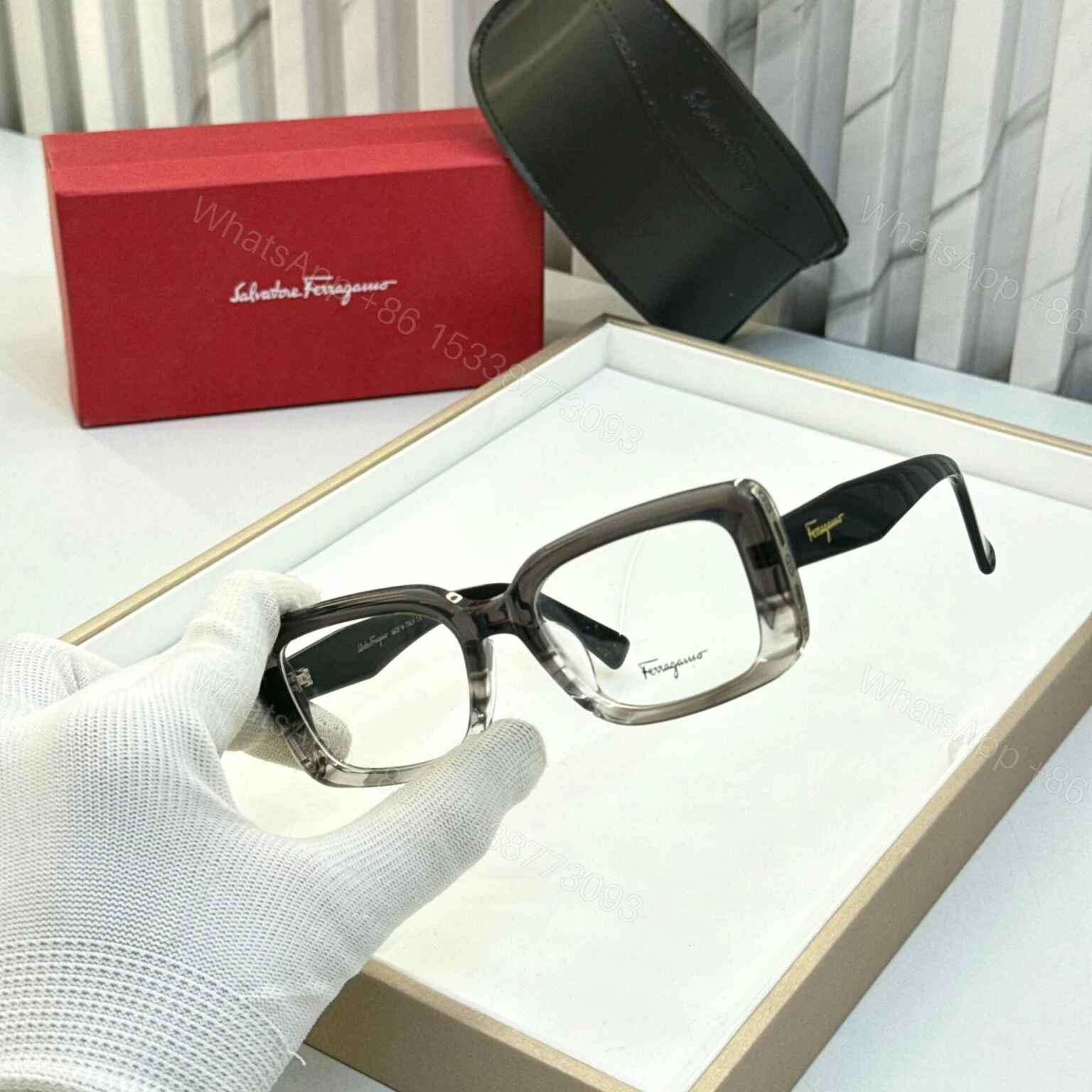 View 2 of Salvatore Ferragamo Rectangular Eyeglasses – UV Protection – One Size