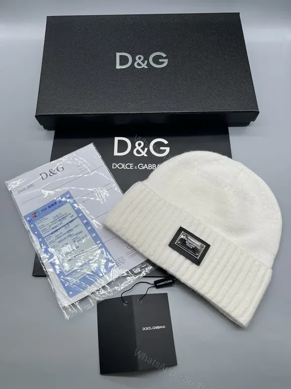 View 8 of Navy Knit Beanie with D&G Plaque - Ultra-Warm, Refined Street Style