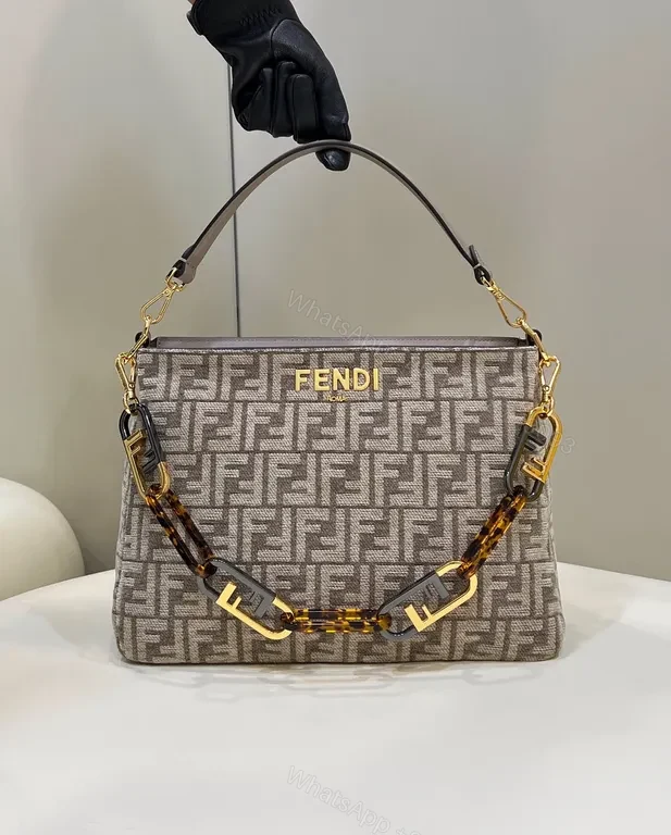 Fendi Signature Monogram Leather Handbag - Gold Hardware Carryall — view 1