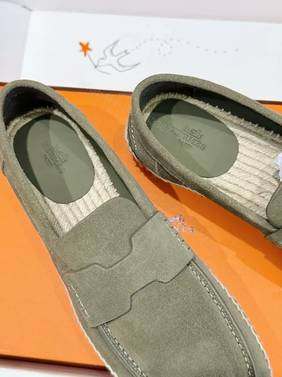 View 9 of Olive Suede Moccasins | Casual Slip-On Shoes | Hermes Style