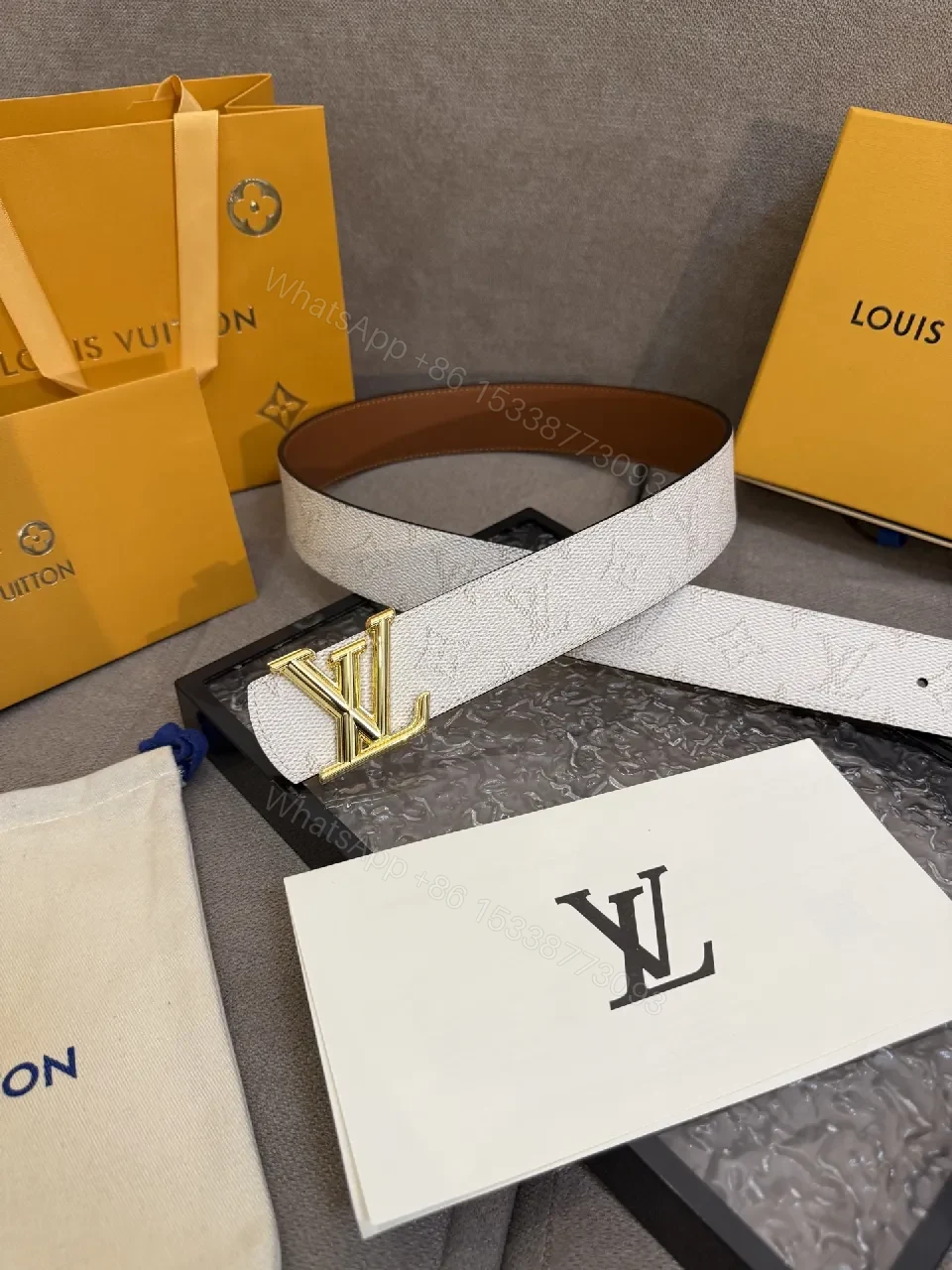 View 5 of Textured Leather Belt with Gold Buckle – Subtle Luxury Accessory