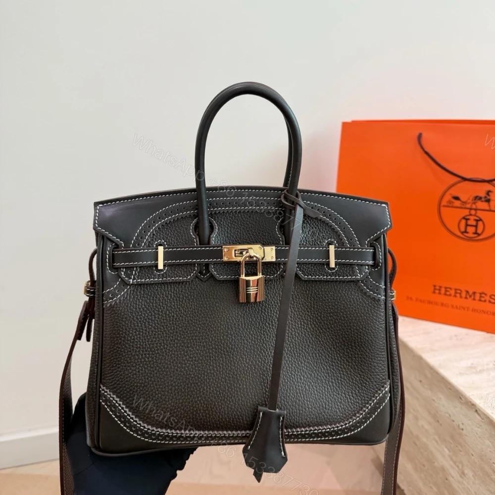 View 2 of Hermès Birkin Black Pebbled with Gold Lock and Clochette 25cm