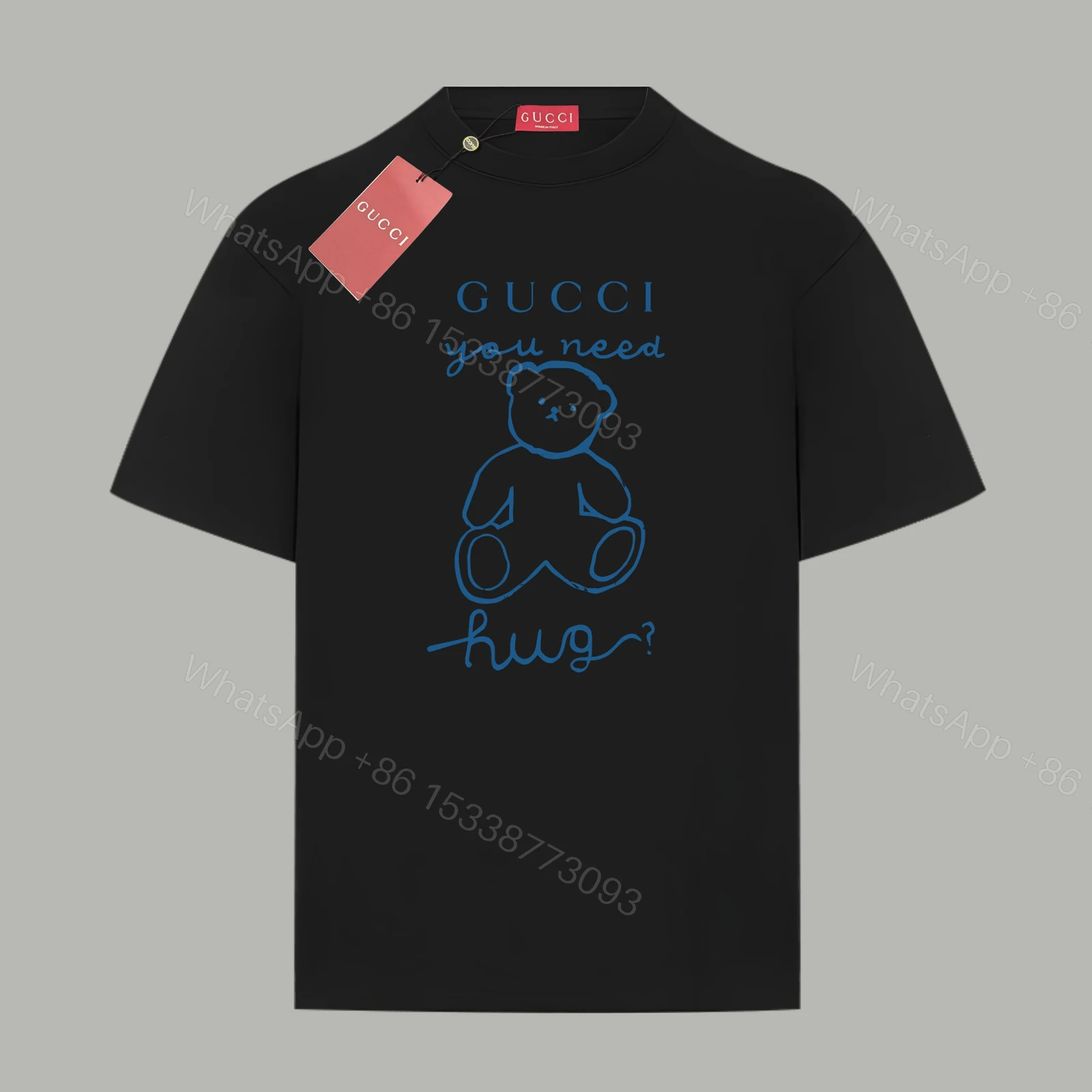 Gucci 一比一男款黑T Teddy熊插畫字體款 街頭潮風舒適單品 — view 1