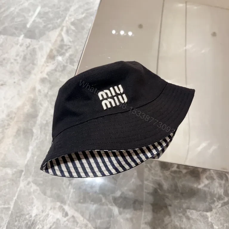 View 2 of Chic Minimalist Miu Miu-Inspired Logo Bucket Hat