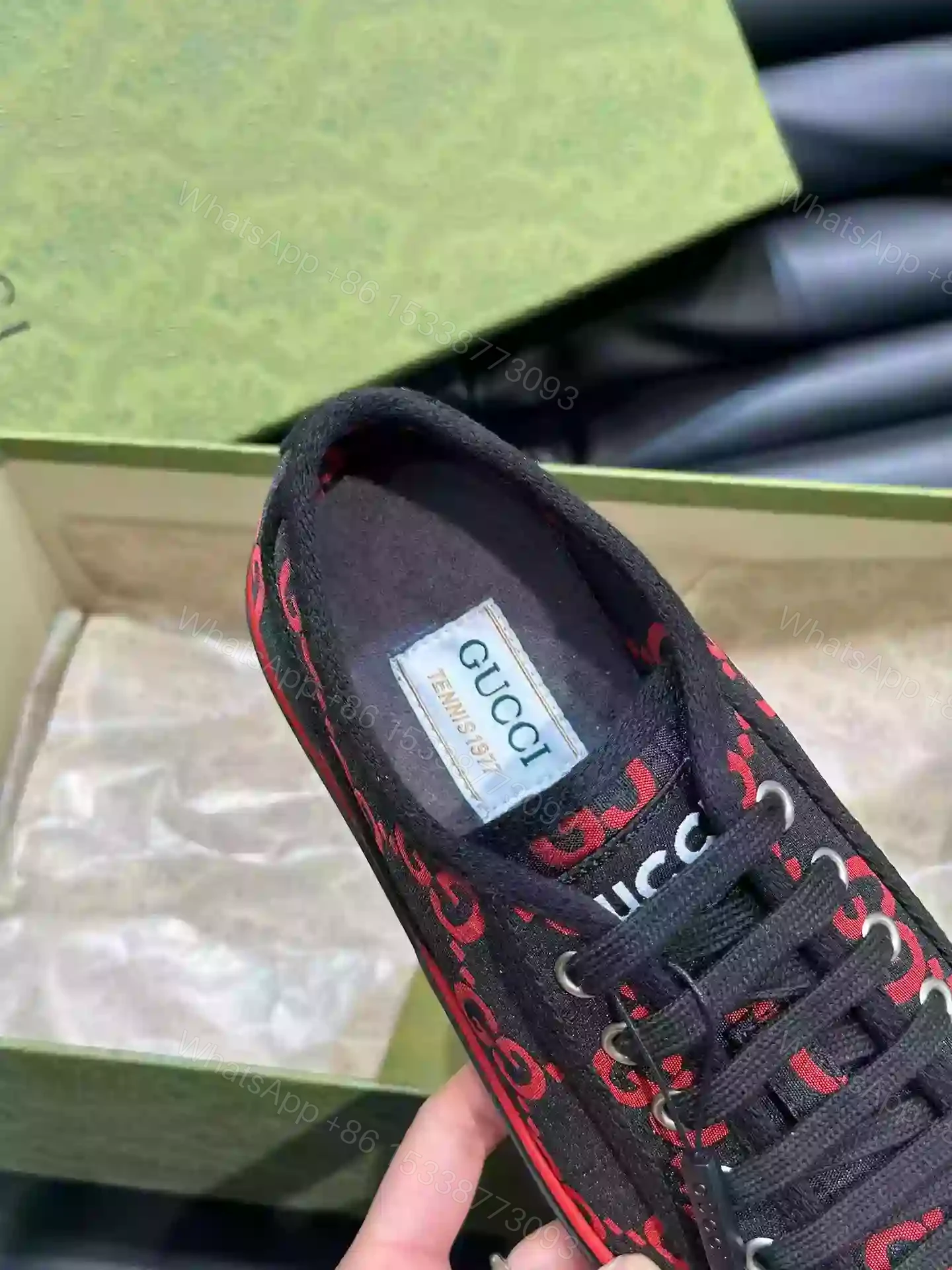 View 8 of GUCCI TENNIS 1977 SHOES SNEAKERS IN BLACK/RED – GC282