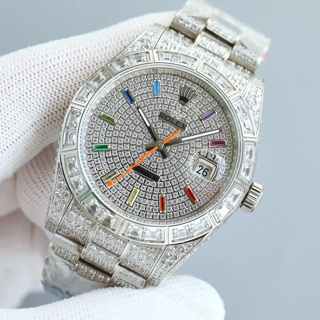 View 3 of Premium Rolex Datejust Full Diamond Silver replica 41MM President Bracelet Edition rolex-datejust-full-diamond-silver-replica-41mm