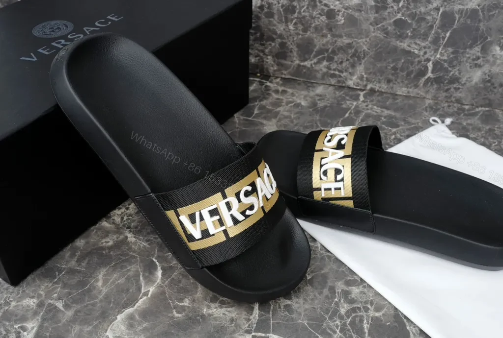 View 5 of Versace Logo Slide: Navy Strap, Ergonomic Comfort, Summer Ready