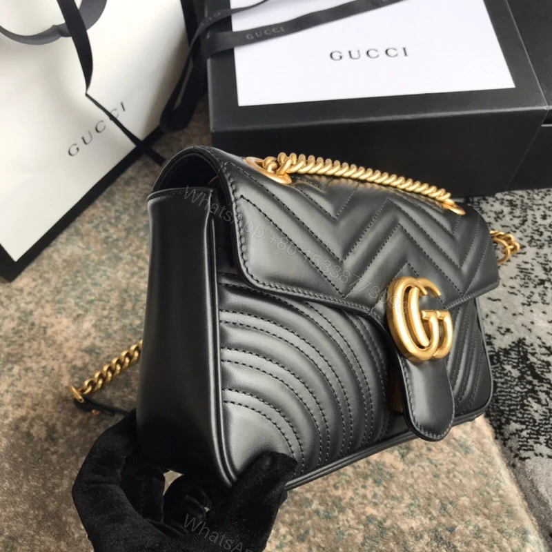 View 2 of Gucci GG Marmont Matelassé Mini Bag Black 22Cm