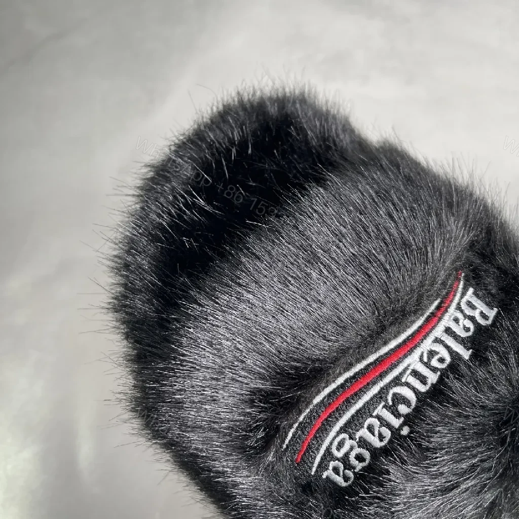 View 3 of Cozy Faux Fur Slippers – Luxury Embroidery, Open Slip-On Comfort