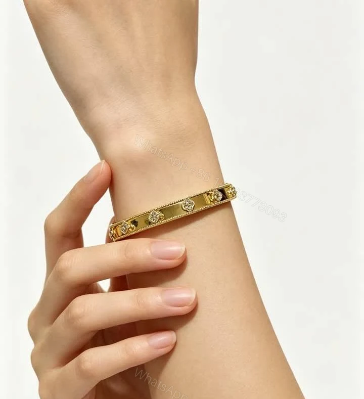 View 7 of Van Cleef Arpels Replica Perlée Clovers Bangle Bracelet TJ621