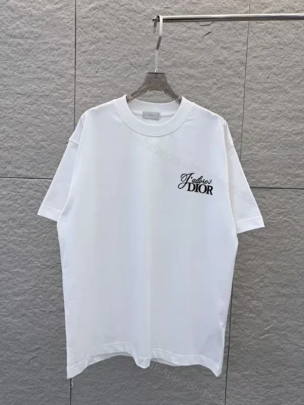 Minimalist White Tee with Dior Script—Effortless Everyday Luxe — view 1