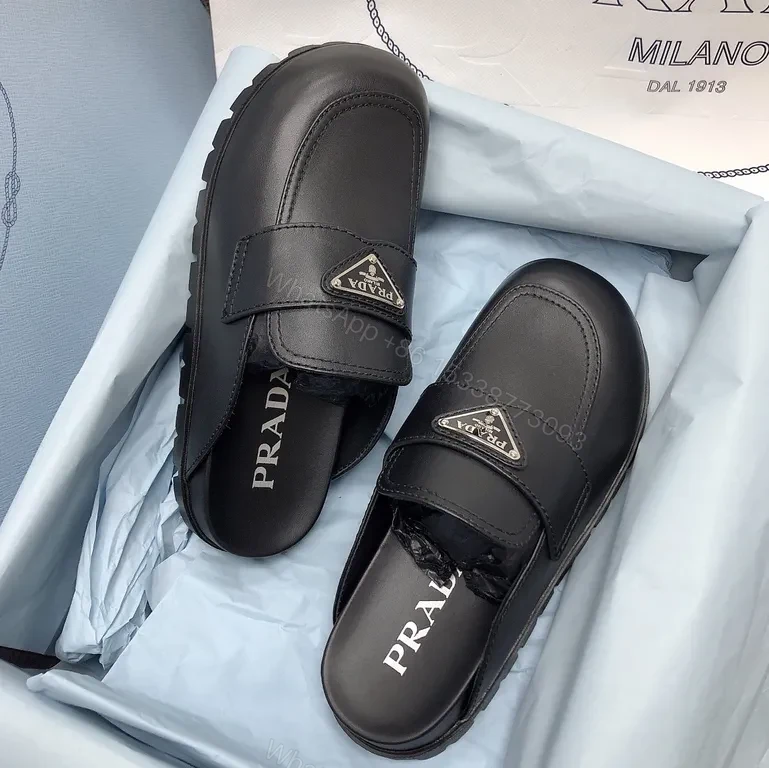 View 4 of Prada Black Leather Loafers â€” Signature Logo, Everyday Sophistication