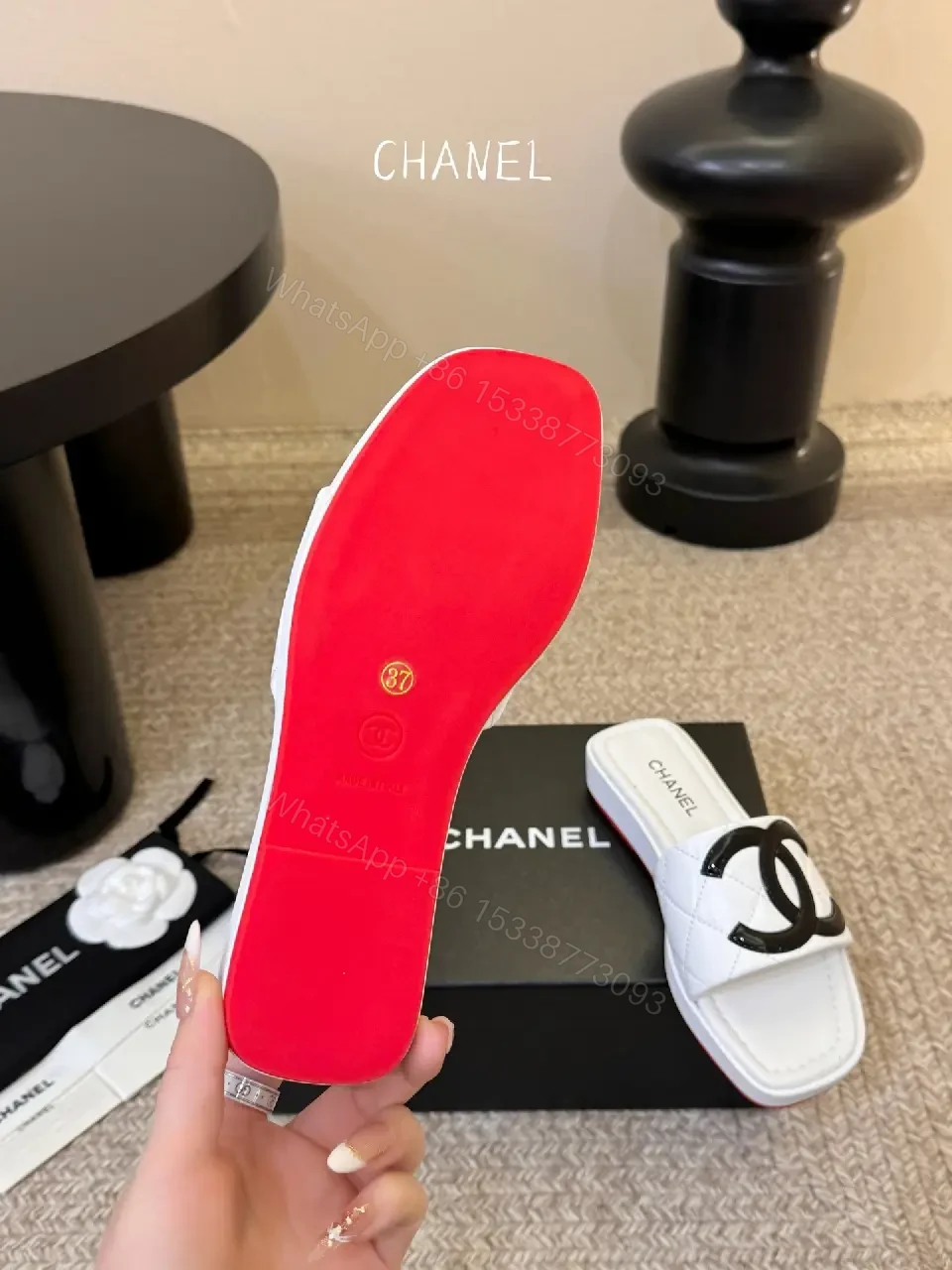 View 2 of White Quilted Slide — Luxe Minimalist, Cushioned Comfort