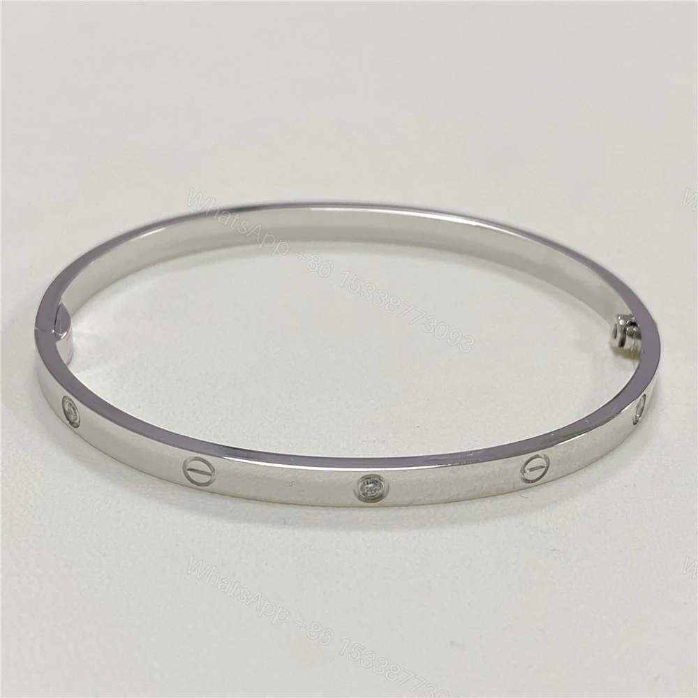 View 2 of Replica Cartier Love Bracelet 6 Diamonds White Gold B6047717