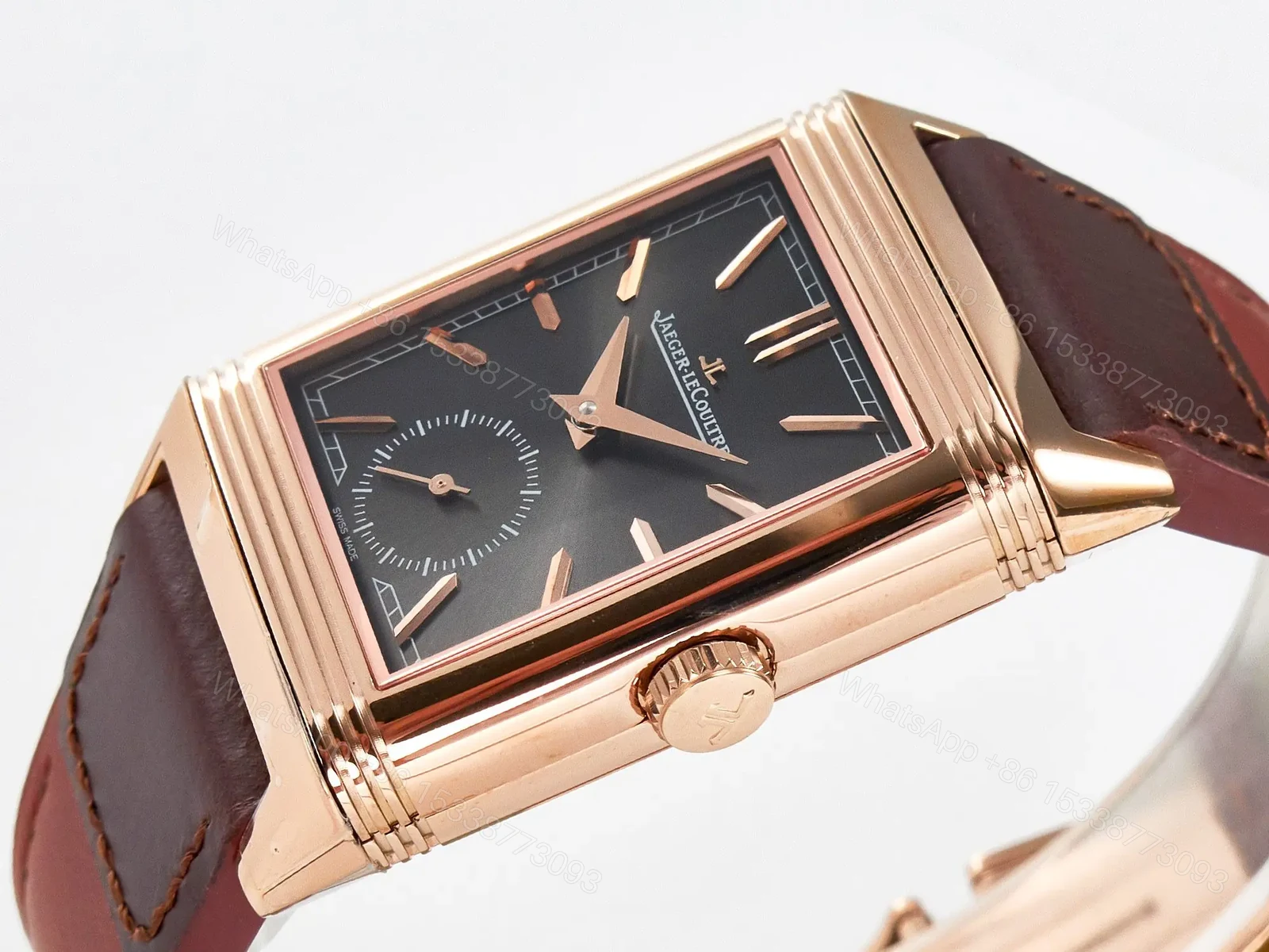 View 8 of Reverso Tribute Duoface Small Seconds RG MGF Best Edition Black Dial on Red Leather Strap A854A