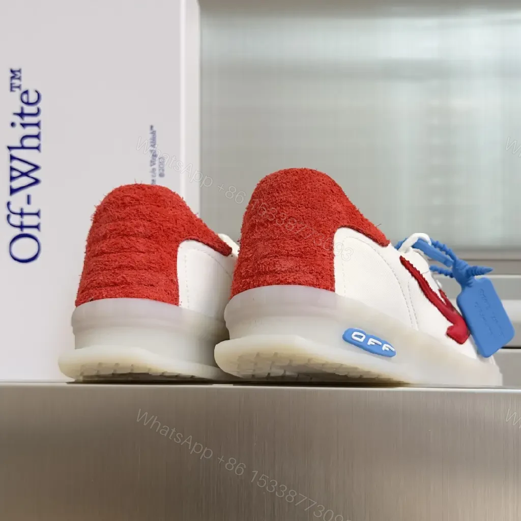View 10 of White Leather Sporty Off-White Inspired Tag Sneakers
