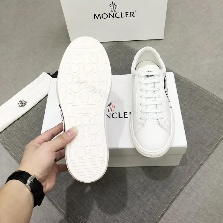View 8 of White Calfskin Sneaker with Subtle Moncler Emblem - Luxury Casual Sneaker