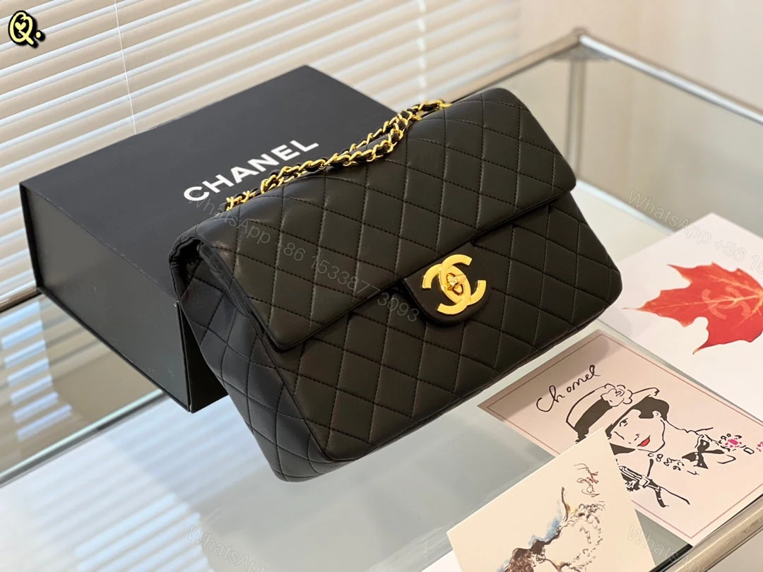 View 5 of Chanel Classic Flap Bag Medium Black Gold