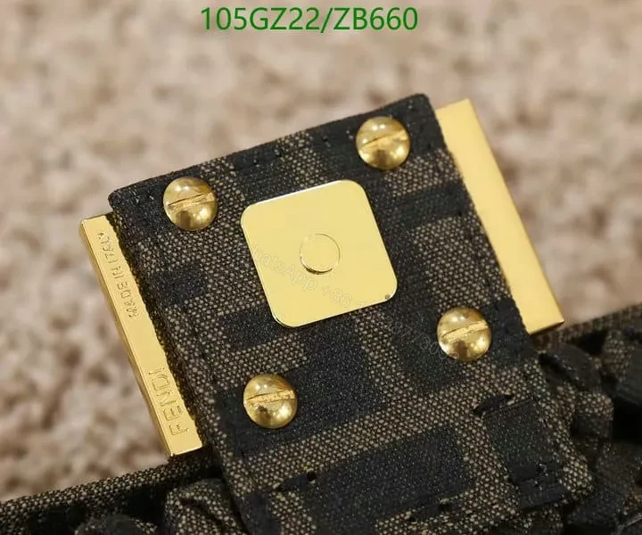 View 7 of Fendi Lookalike Baguette Bag in Coffee Fabric Interlace LZ69295