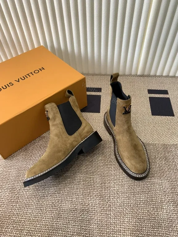 View 4 of Textured Chelsea Boot: Suede, LV Emblem, All-Weather Comfort