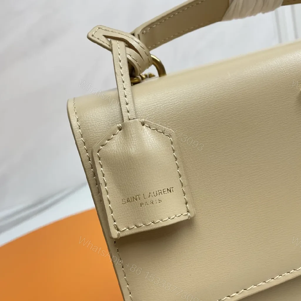 View 3 of Beige Leather Crossbody: Minimalist Luxury with Gold Hardware