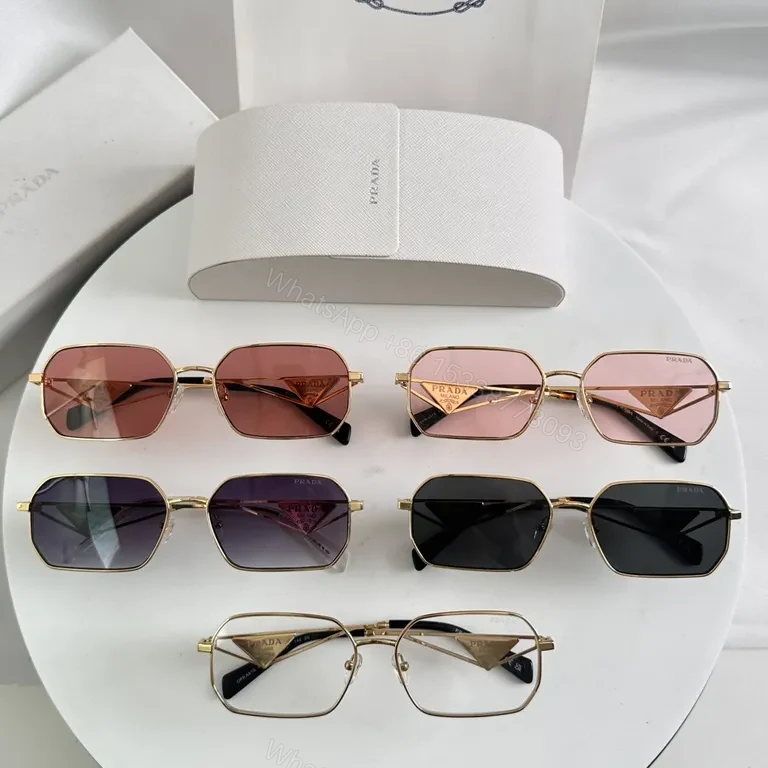 View 6 of Geometric Luxe Sunglasses: Gold-Tone Frame, UV Glasses, Prada-Style Luxury