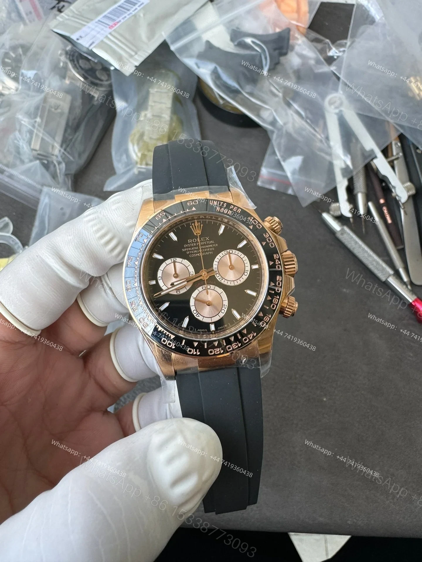 View 2 of Rolex Super Clone Daytona M126515LN-0002 Rose Gold Black Dial 4131 Movement