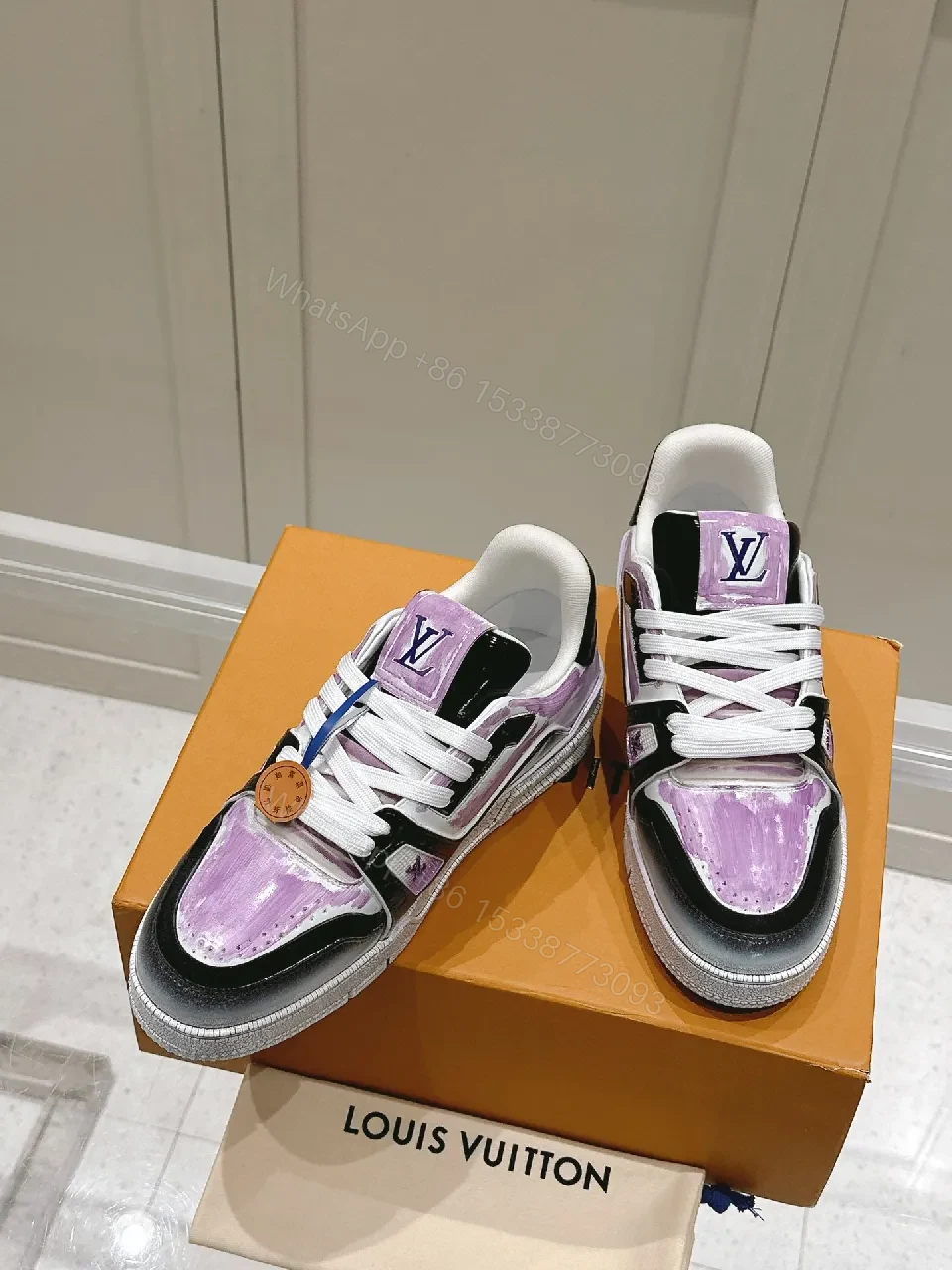 View 8 of Lilac Patent High-Top Sneaker with Luxe Detailing