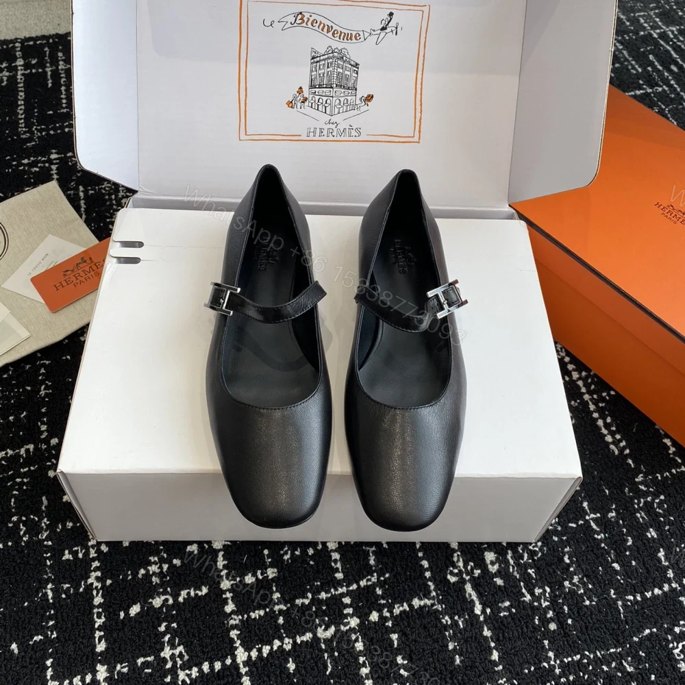 高仿Hermes*H242047Z02山羊皮瑪麗珍鞋黑色免檢版 — view 1