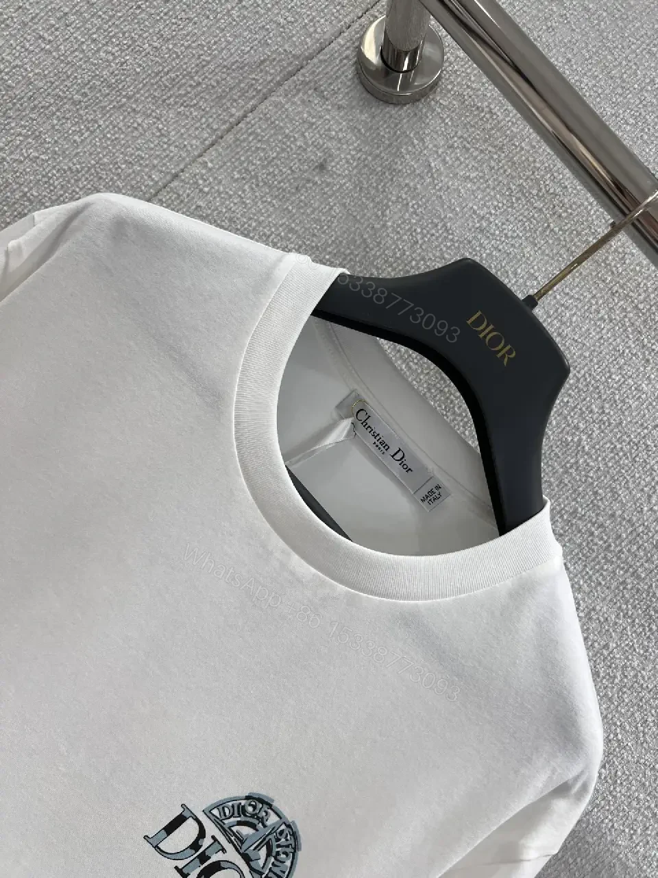 View 9 of Minimalist White Cotton Tee with Crest – Everyday Luxe T‐Shirt