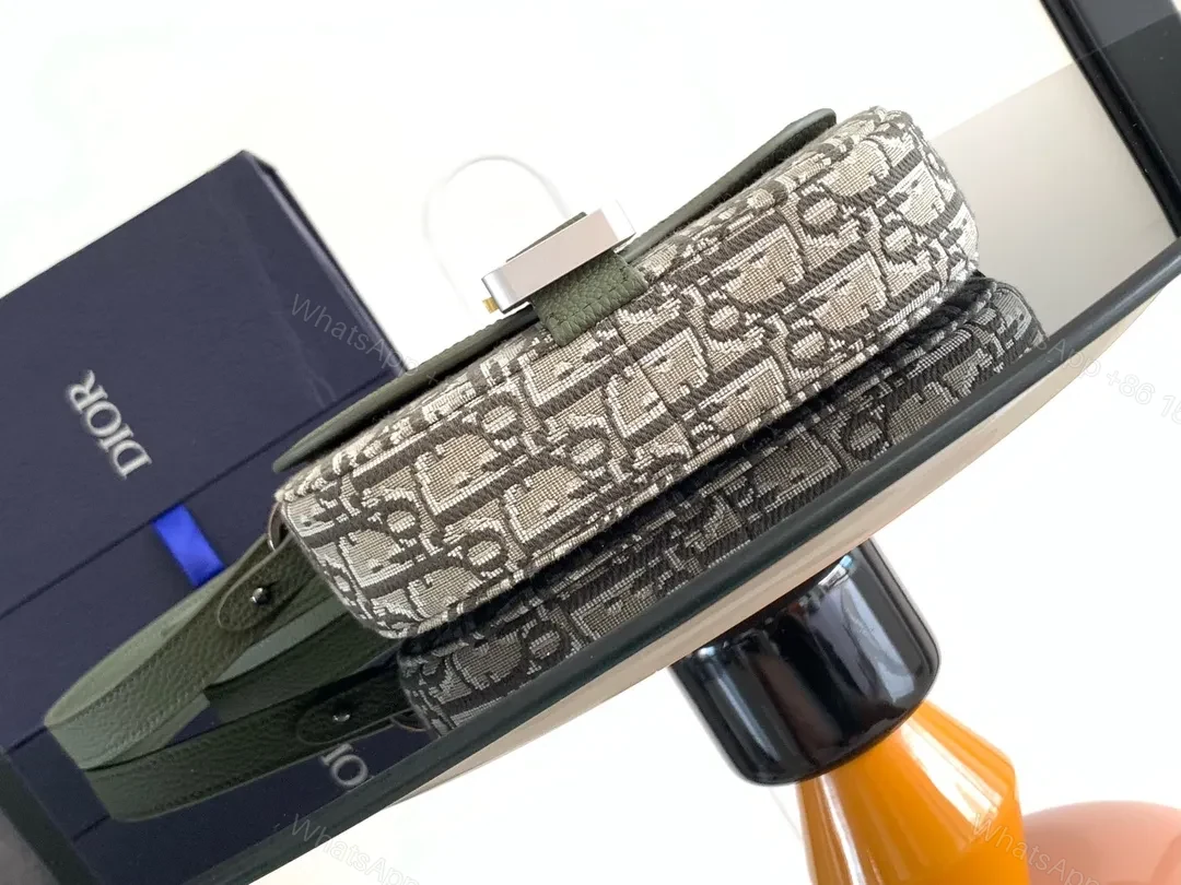 View 5 of Olive Pebbled Leather Crossbody with Monogram Accent