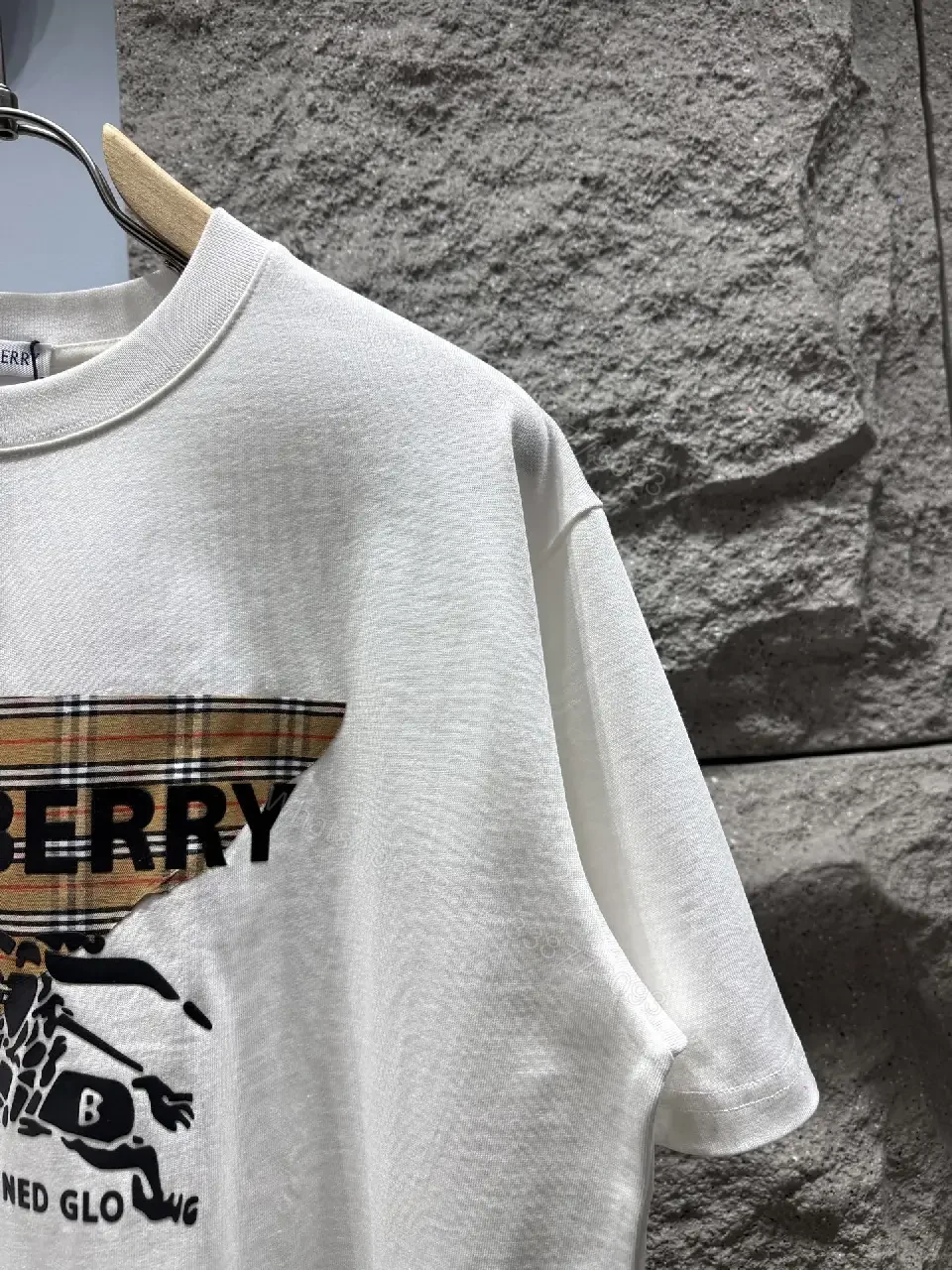 View 3 of Plaid Panel Logo Tee: Premium Cotton, Casual Luxe