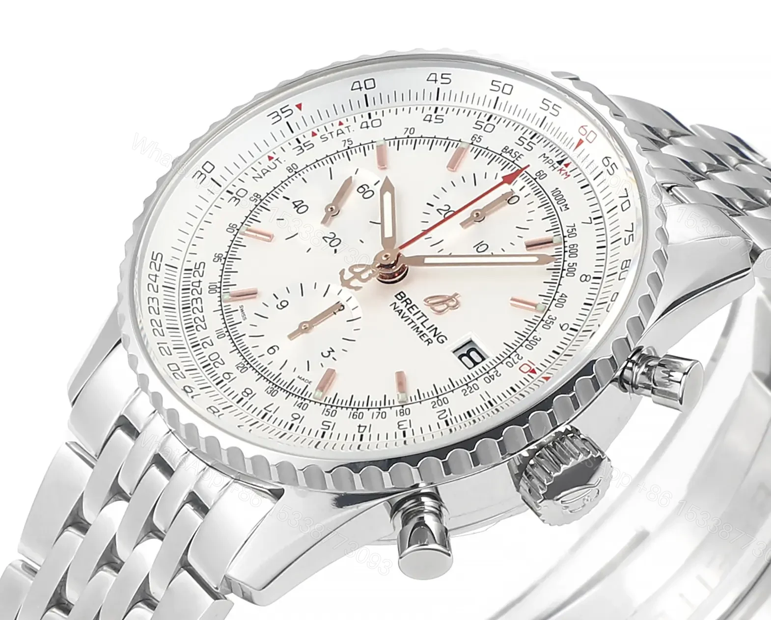 View 2 of GF Factory Breitling Navitimer Silver Dial Stainless Steel Chronograph Watch – 43mm
