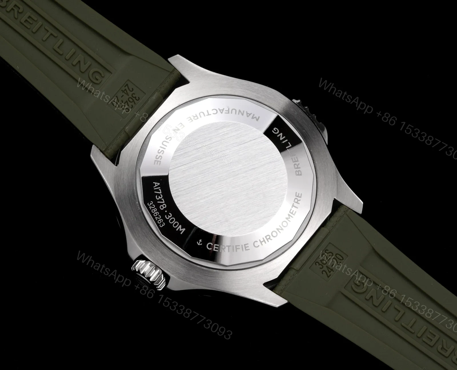 View 7 of Breitling Superocean Camouflage Replica 46MM Premium Green Rubber Strap Diver Edition BT-SO-CMF-GRN-46