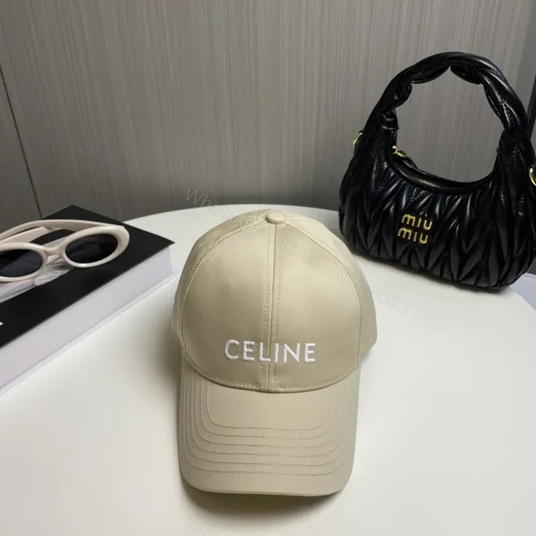 View 5 of Chic Beige Celine Logo Cap â€“ Premium Minimalist Style