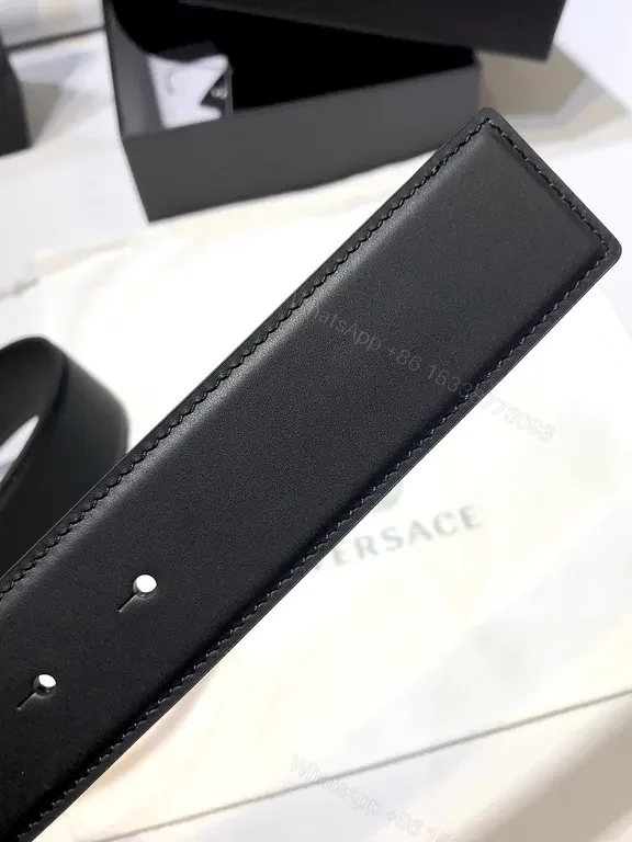 View 7 of Versace Belt: Black Calfskin, Medusa Buckle, Luxury Statement