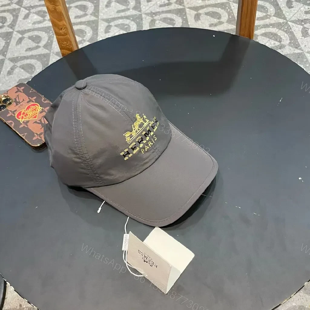 View 3 of Dark Charcoal Cap - Gold Crest Luxury Flat-Brim Cap