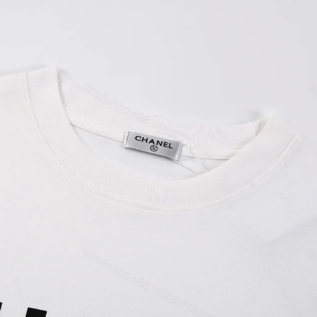 View 6 of Bold Cotton Tee + Logo Graphic + Casual Luxe + CHANEL-inspired Front Script + T-Shirt