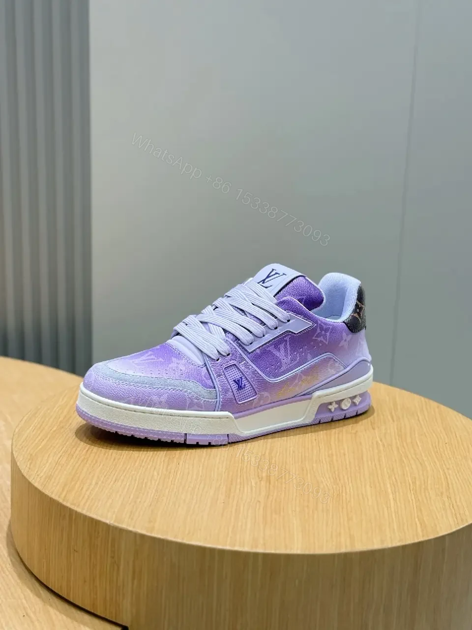 View 3 of Lavender Gradient Luxe High-Tops with LV-Inspired Detail