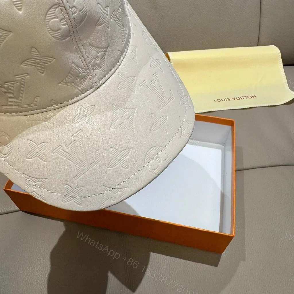 View 4 of Ivory Monogram Texture Cap – Luxe Casual Style Cap