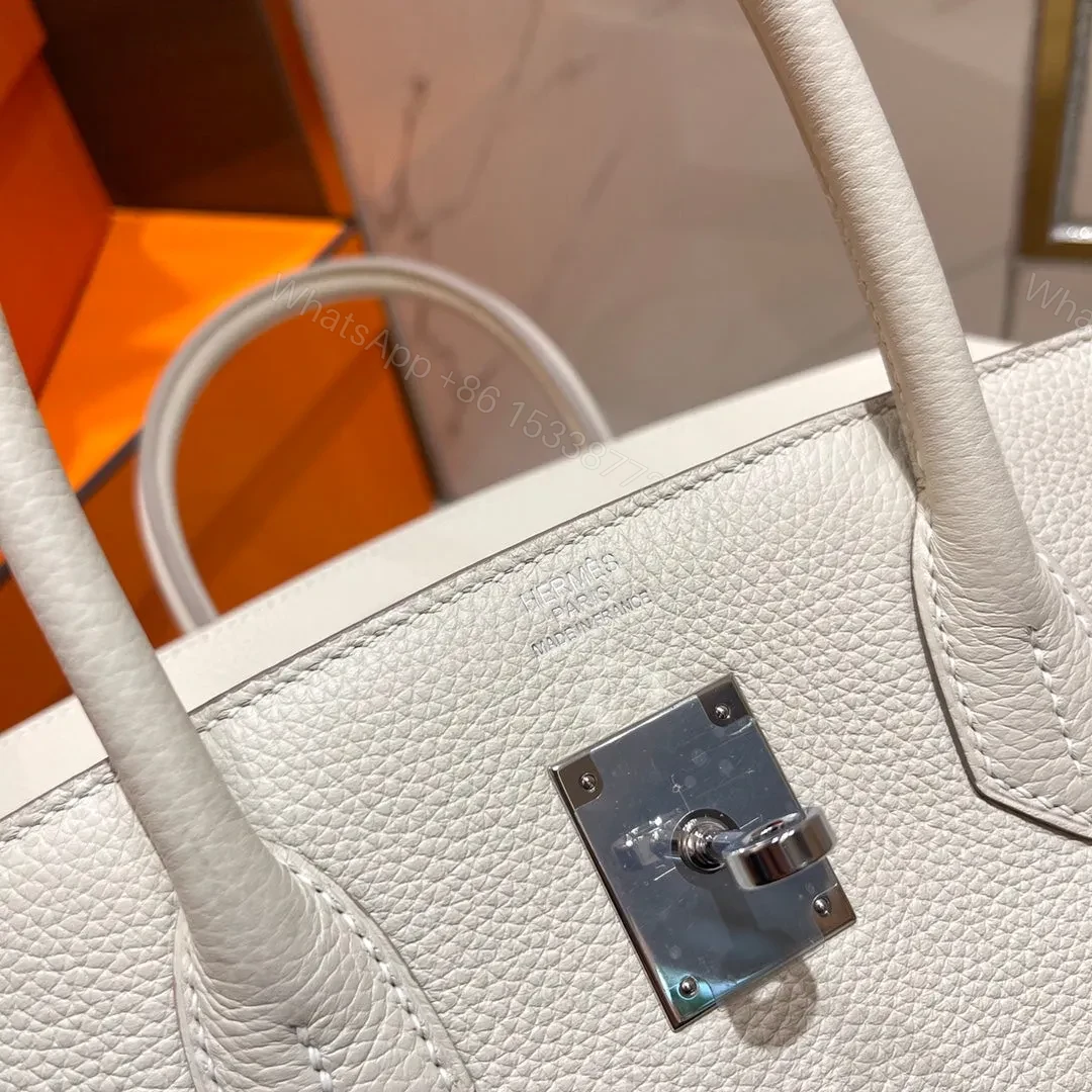 View 7 of HN 30CM WHITE TOGO LEATHER SILVER HARDWARE