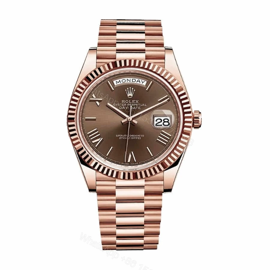 Rolex Day-Date 228235 Super Clone : 40mm Everose Gold Chocolate Roman Dial with Caliber 3255 — view 1
