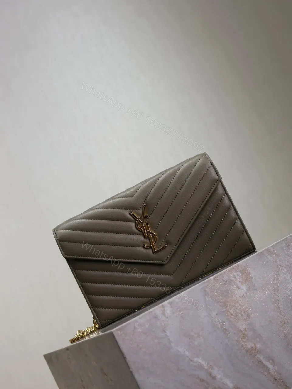 View 8 of Quilted Leather Wallet with YSL Hardware – Slim Luxury