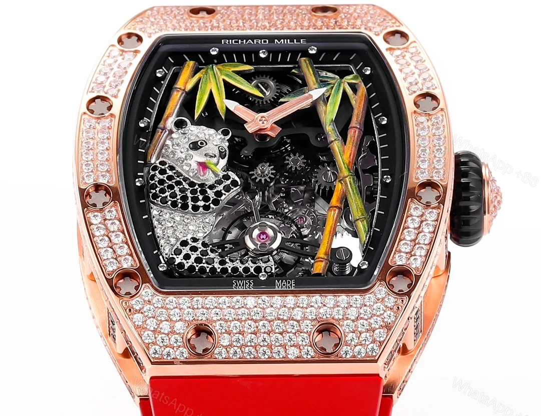 View 5 of Richard Mille RM26-01 Panda Tourbillon Watch Diamond Set 18K White Gold Panda Bamboo Art Dial Mechanical Luxury Edition RM26-01-PND-WGA