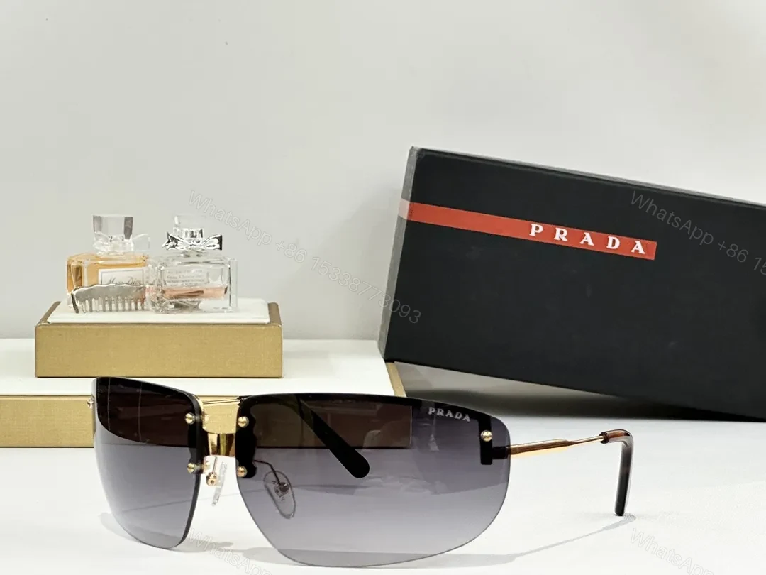 View 7 of Bold Rimless Sunglasses with Gold Hardware