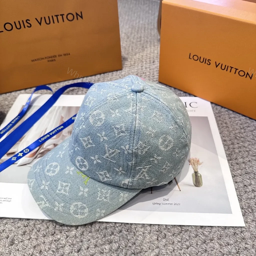 Denim Monogram Cap: Luxe Streetwear Shine, Adjustable — view 1