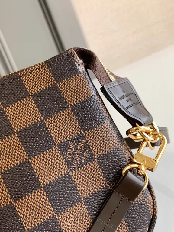 View 6 of Damier Ebony Chic: Compact LV-Style Shoulder Bag, Crossbody