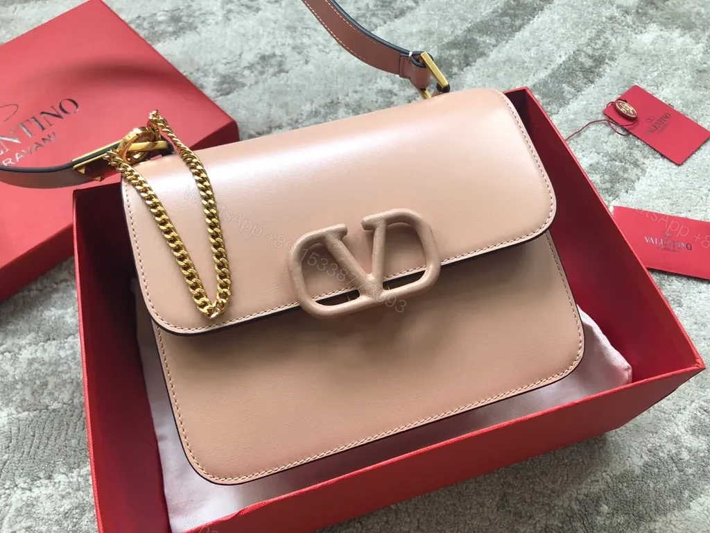 View 2 of Two-Tone Calfskin Crossbody with V Buckle Bag
