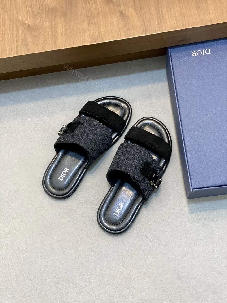 View 4 of Textured Slide in Black with Premium Comfort and Detailing